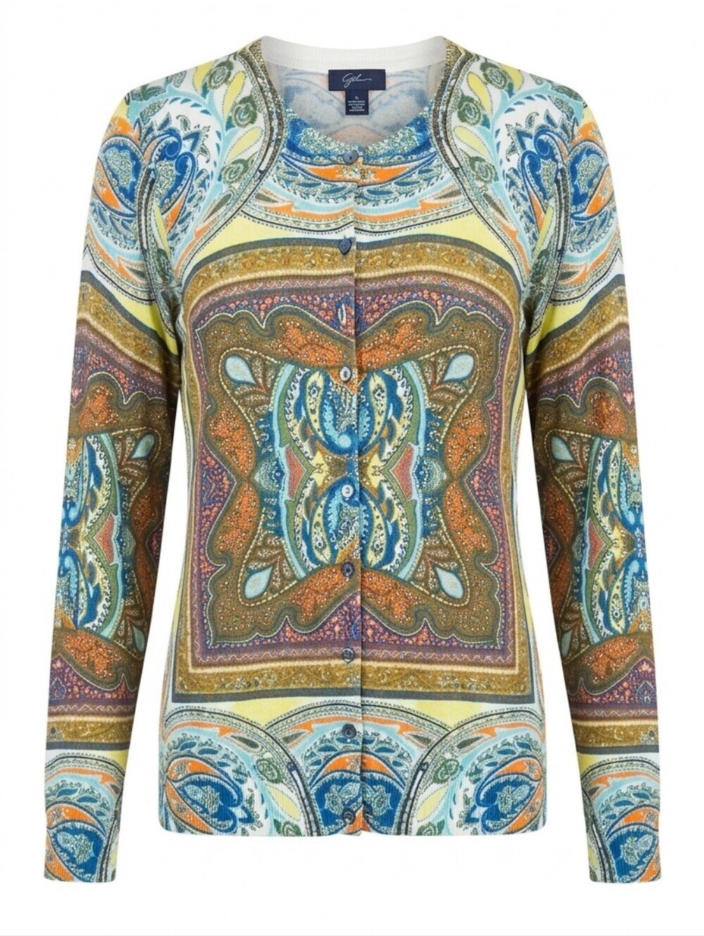 Paisley Print Button-Front Women’s Sweater - Multicolor
